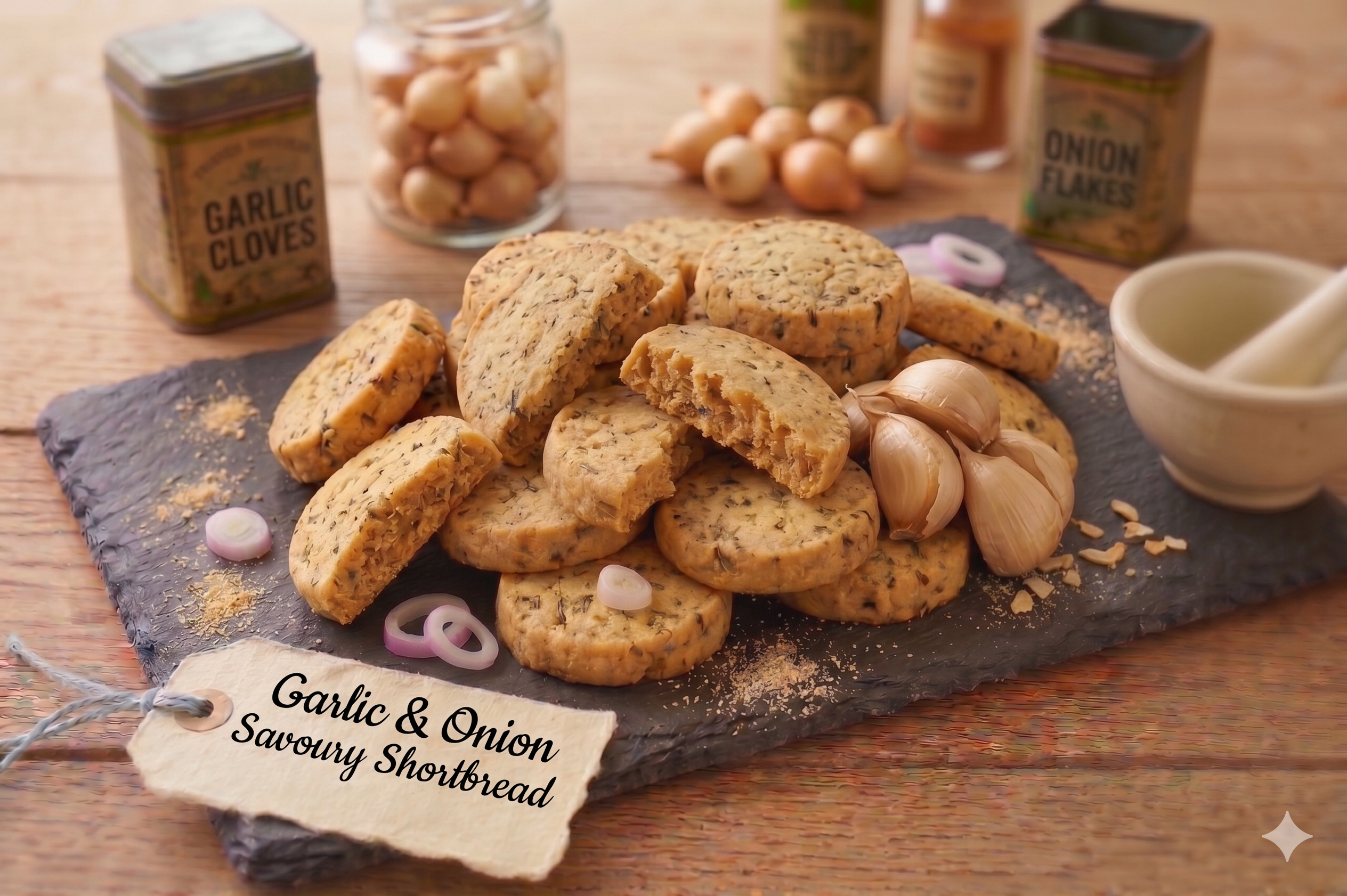 Garlic & Onion Savoury Cheese Shortbread